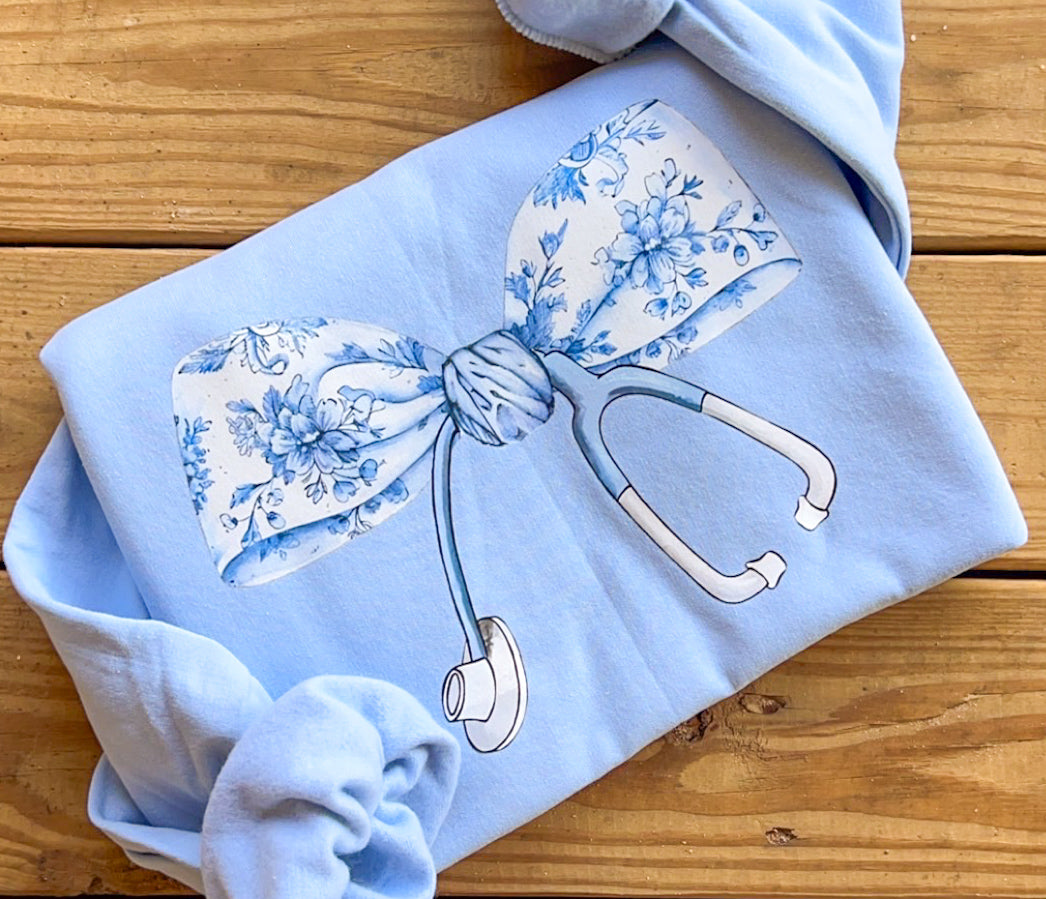 Grand Millenial Chinoiserie Nurse Bow Stethoscope