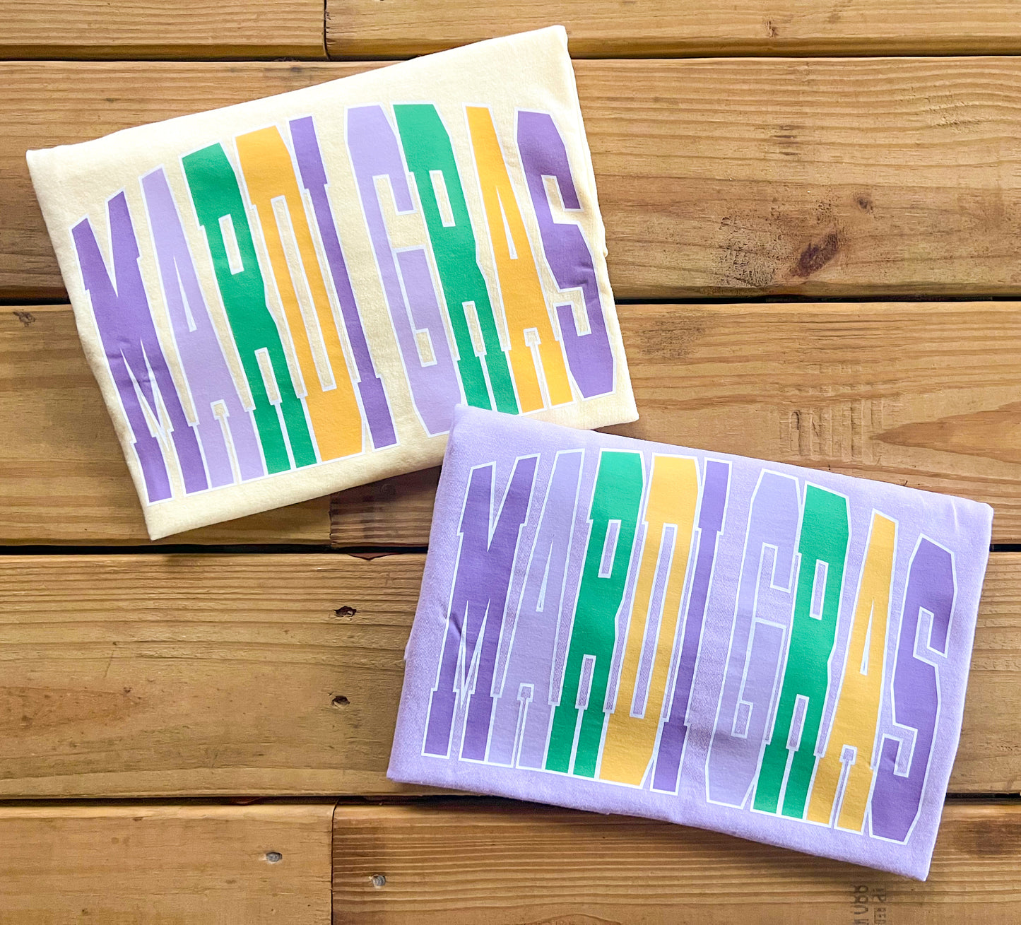 Pastel Varsity Mardi Gras T-Shirt - Comfort Colors