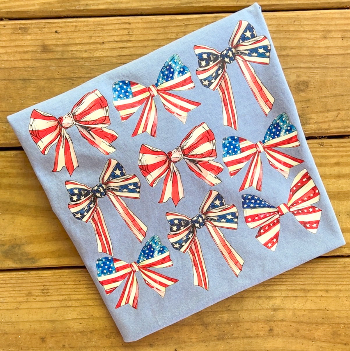 Patriotic Flag Bow Collage - Comfort Colors