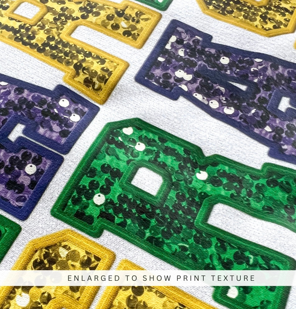 *Faux* Embroidery Mardi Gras Varsity Letters Sweatshirt