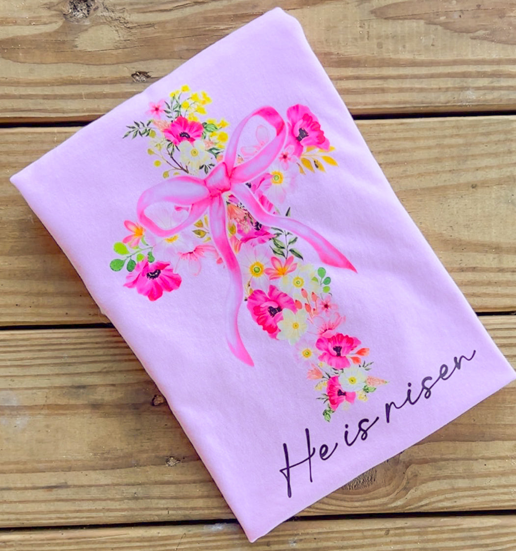 He is Risen Floral Cross - Comfort Colors