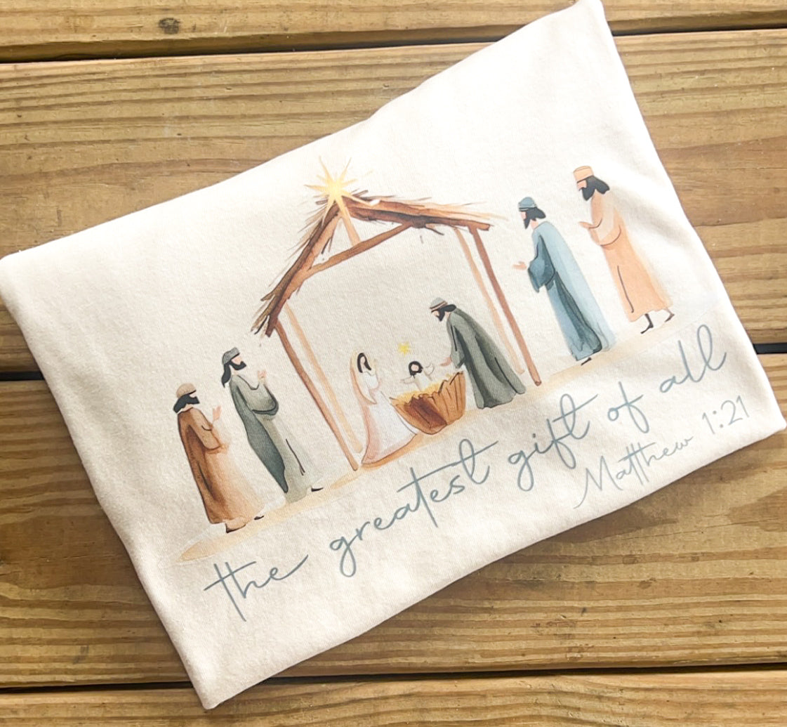 The Greatest Gift Neutral Nativity Scene - Comfort Colors