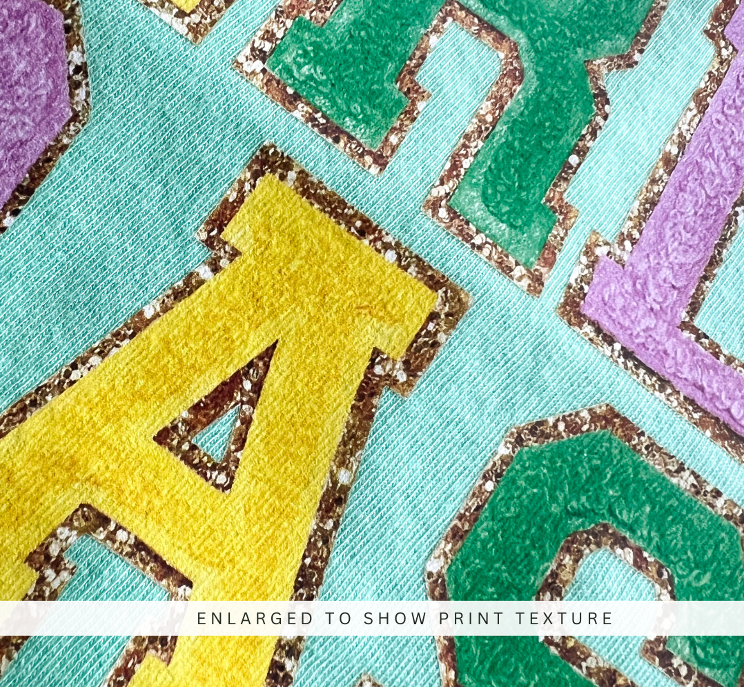 *Faux* Chenille Patch Mardi Gras Tee - Comfort Colors