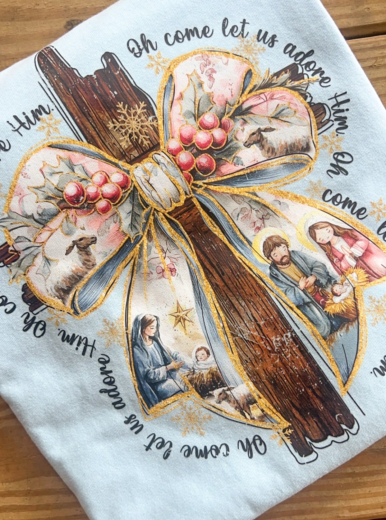 Cross O Come Let Us Adore Him - Comfort Colors