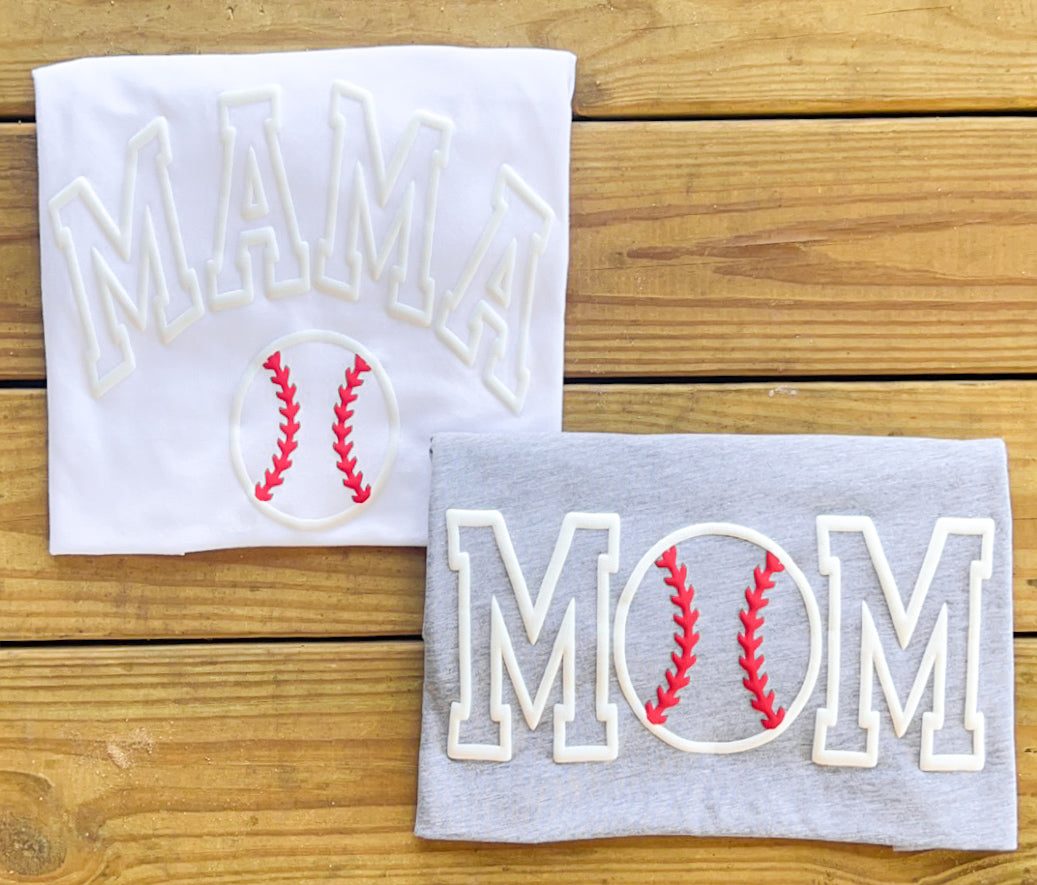 3D Puff Baseball Mom/Mama T-Shirt