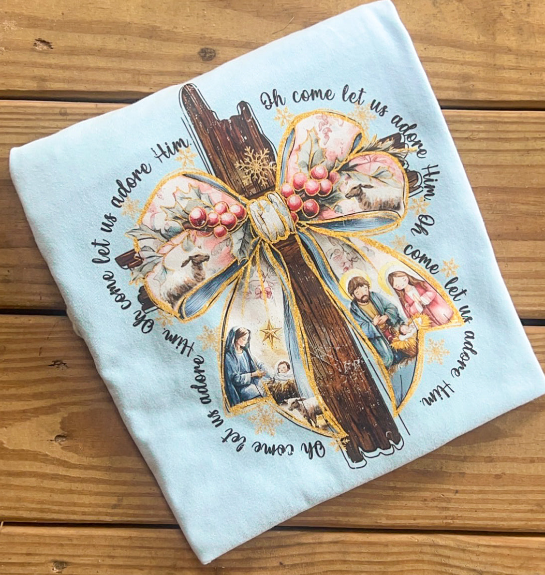 Cross O Come Let Us Adore Him - Comfort Colors