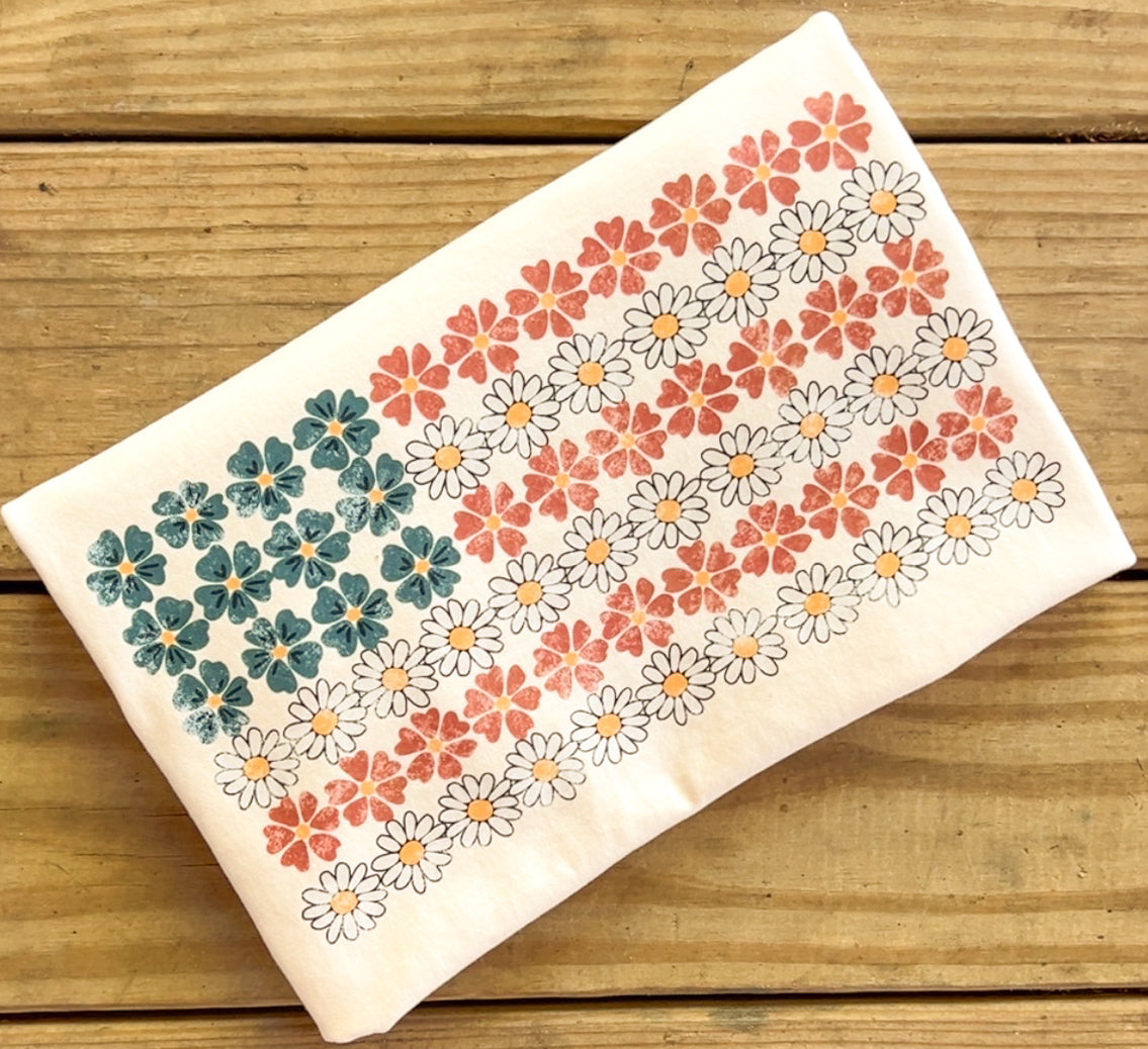 Floral American Flag - Comfort Colors