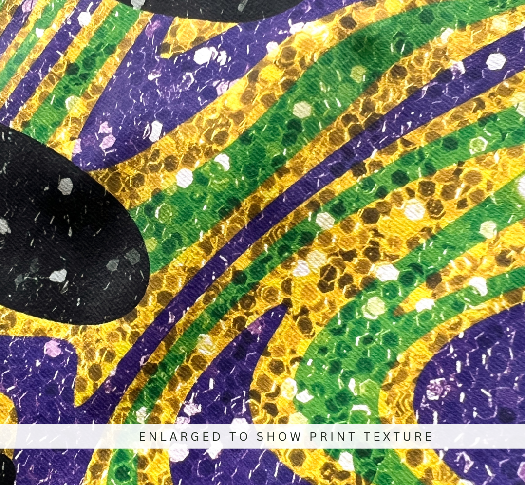 *FAUX* Glitter Mardi Gras Groovy Smiley Face (Comfort Colors)