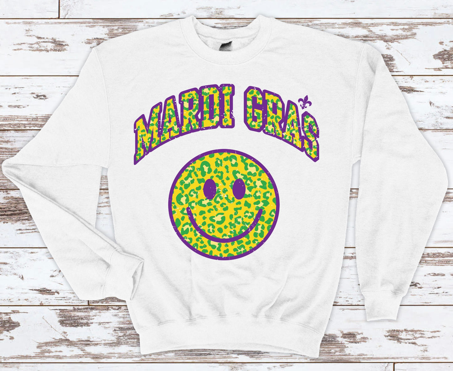 Mardi Gras Leopard Smiley Face