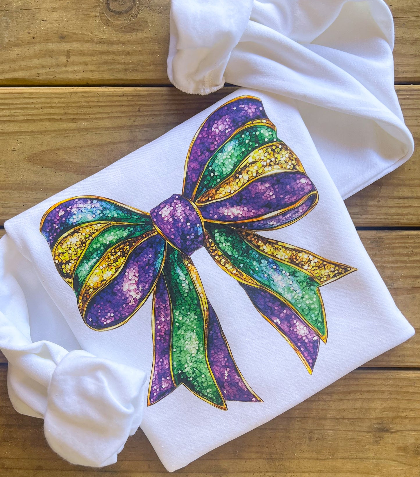 Mardi Gras Faux Glitter Bow