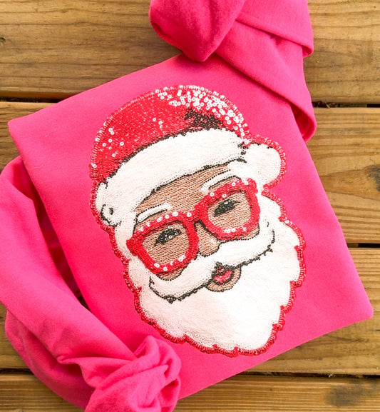 Pink Faux Sequin Santa Sweatshirt