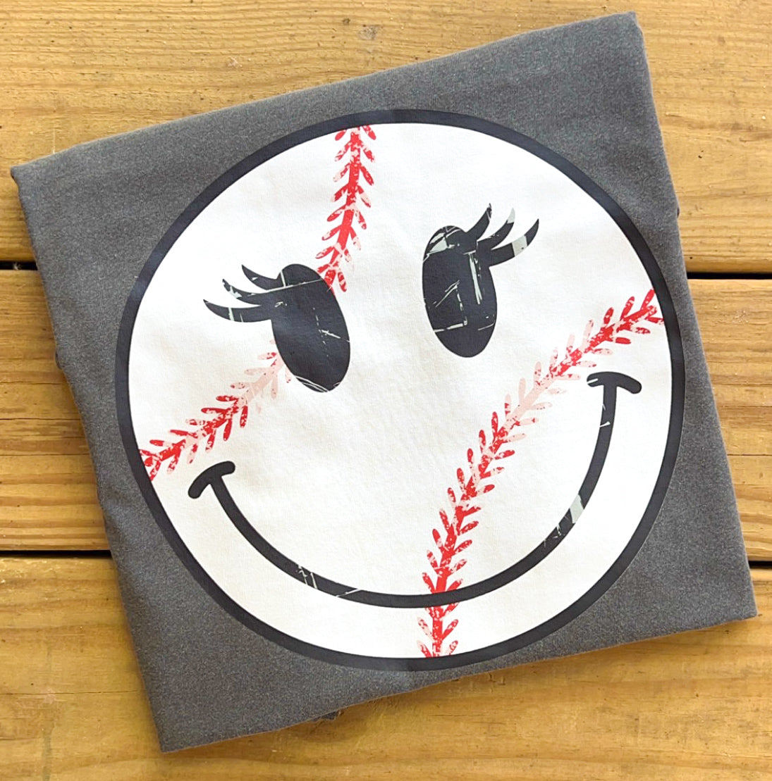 Baseball Smiley Face - Comfort Colors T-Shirt