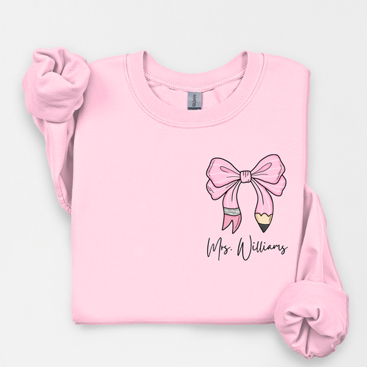 Pink Pencil Bow  - Customizable