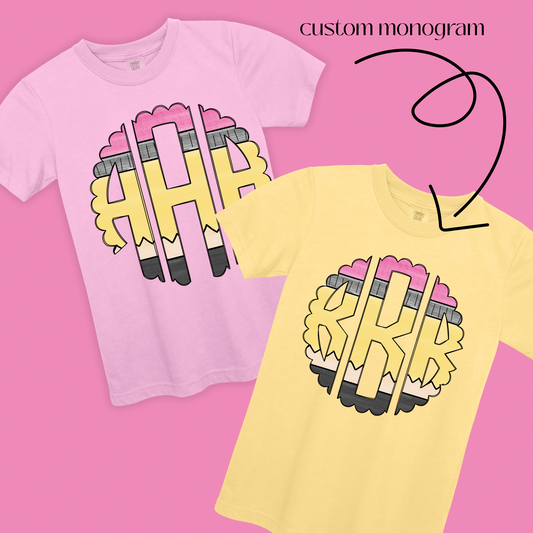 Back to School Pencil Monogram - Comfort Colors