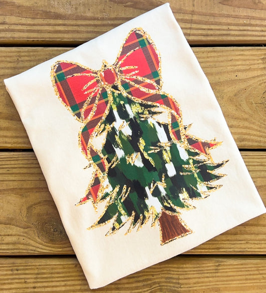 Plaid Bow Painted Christmas Tree - Comfort Colors