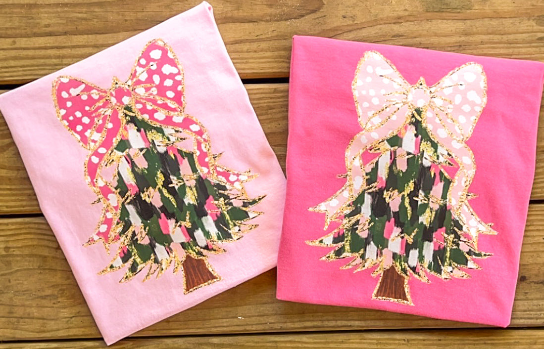 Painted Pink Christmas Tree - Comfort Colors