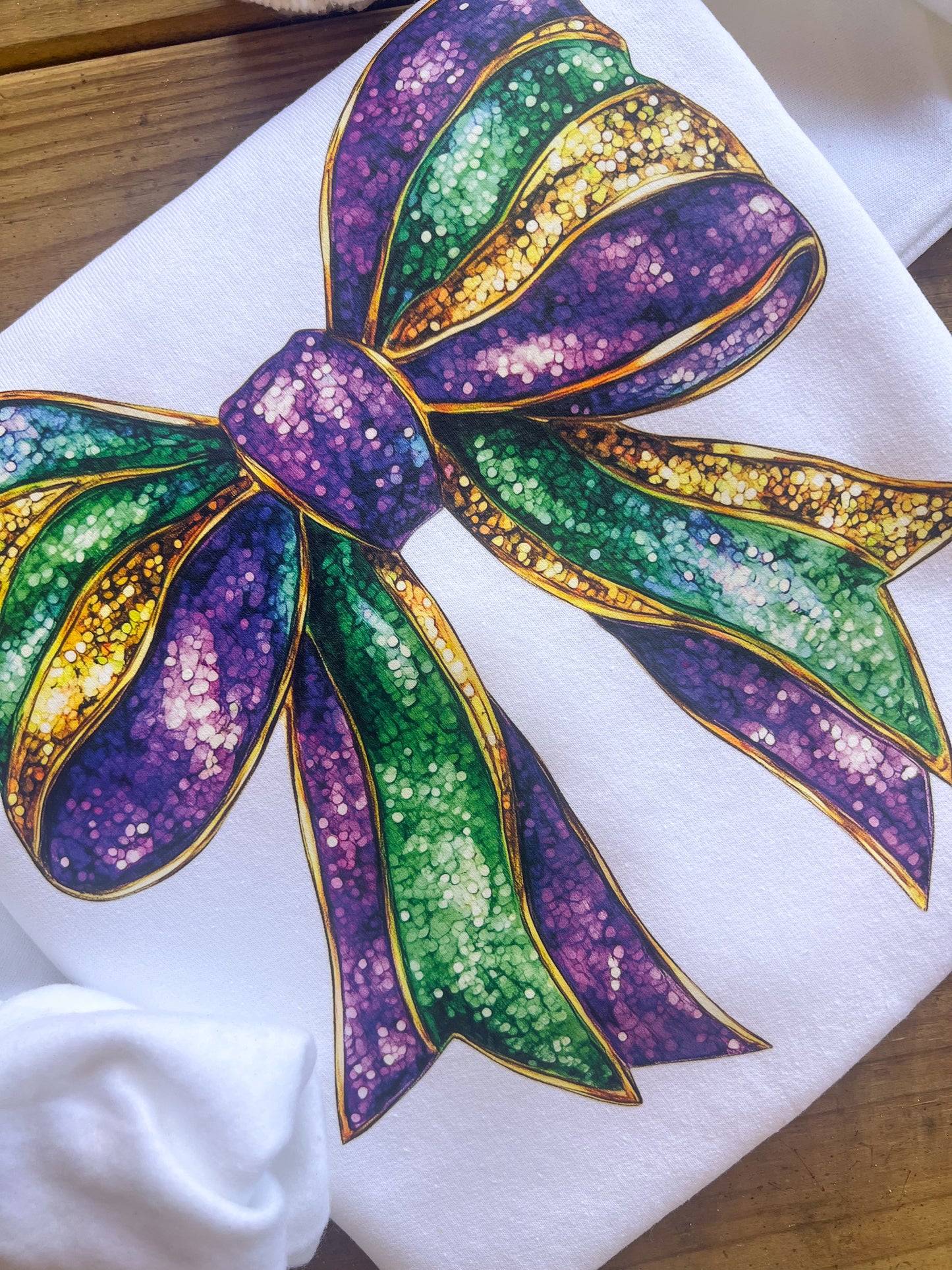 Mardi Gras Faux Glitter Bow