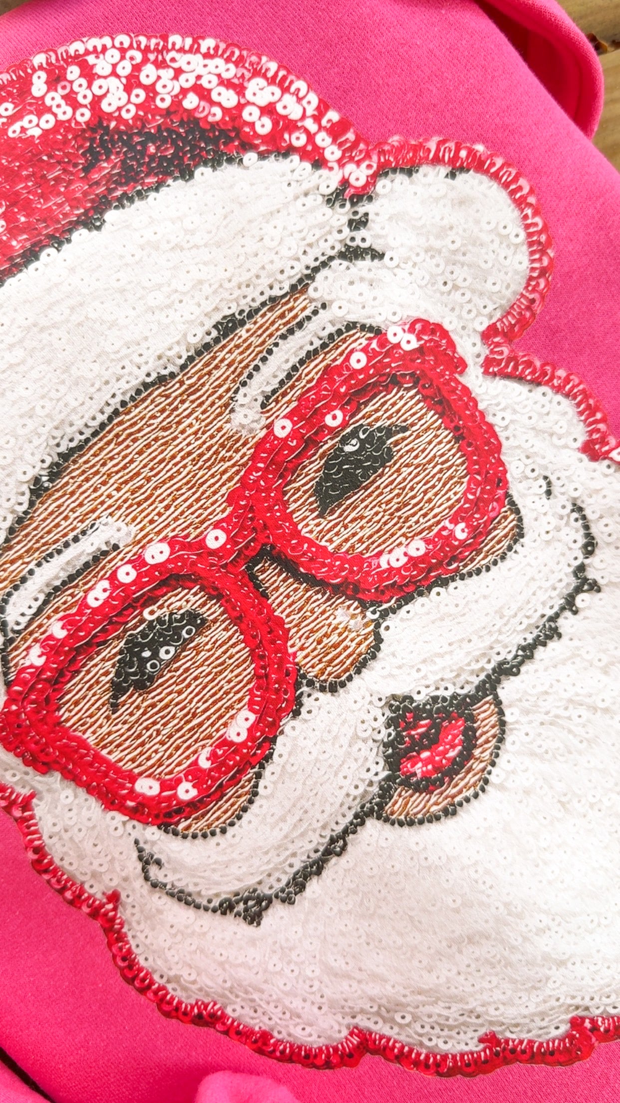 Pink Faux Sequin Santa Sweatshirt