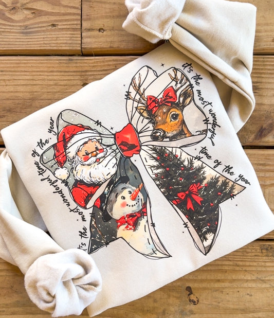 Nostalgic Most Wonderful Time Bow Sweatshirt