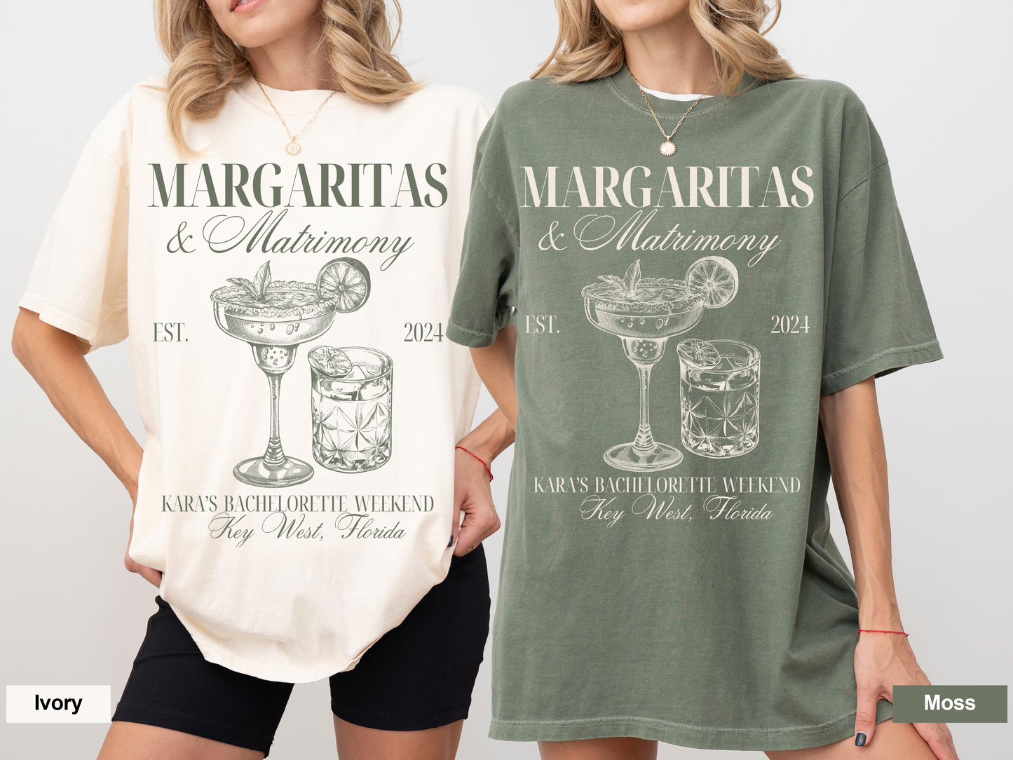 Custom Margaritas & Matrimony Bachelorette T-Shirts