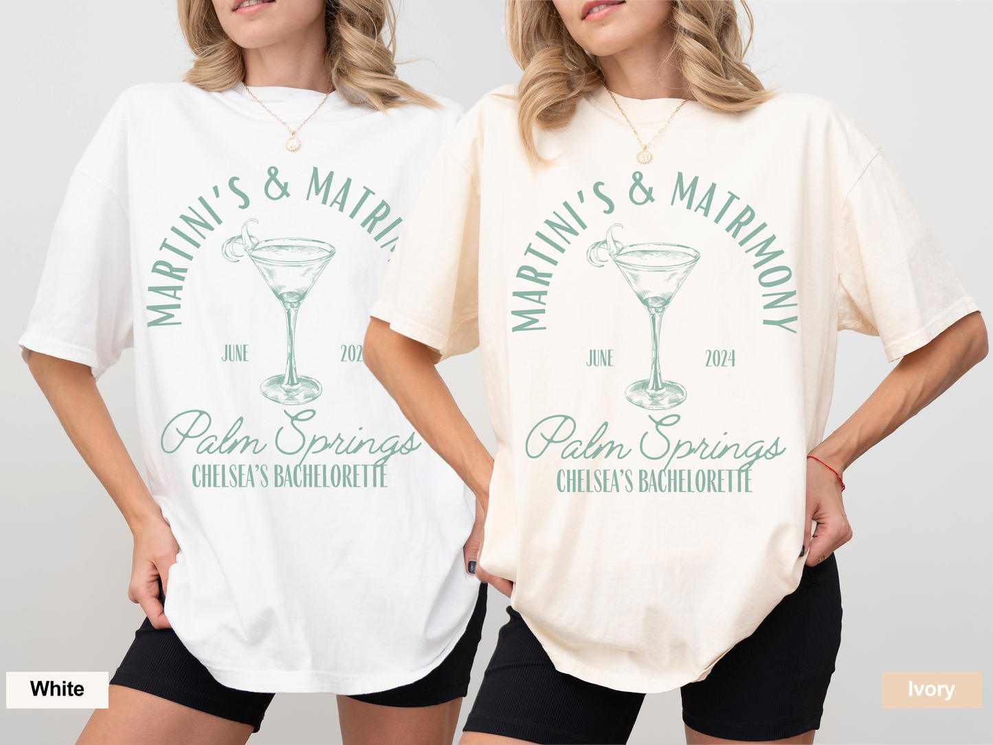 Custom Martinis & Matrimony Bachelorette T-Shirts