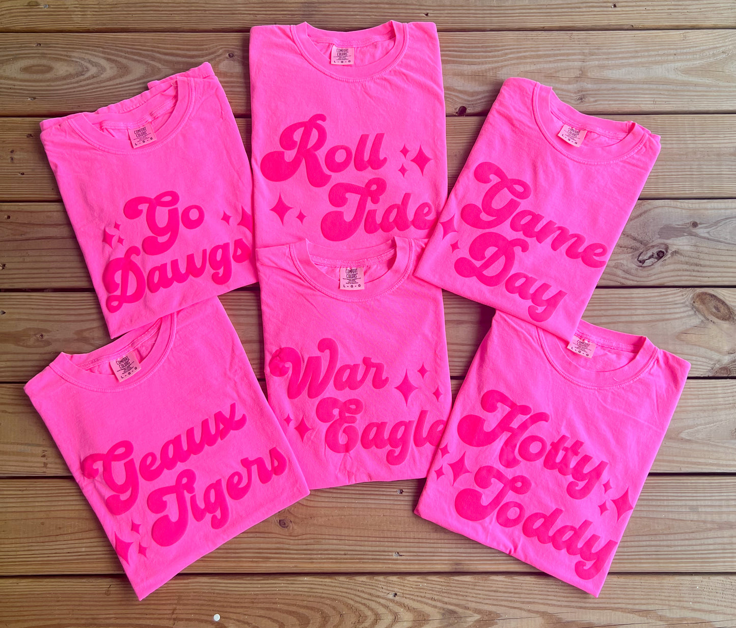 3D Puff Neon Preppy Game Day T-Shirts
