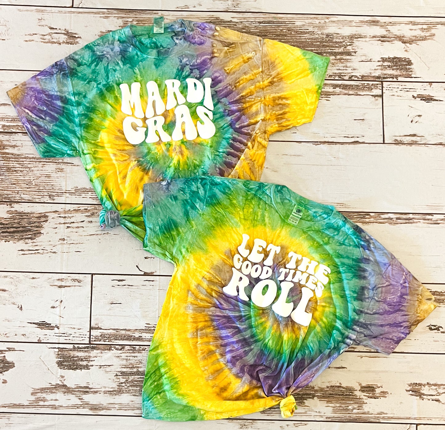 Mardi Gras Tie Dye T-Shirt 3D Puff Letters